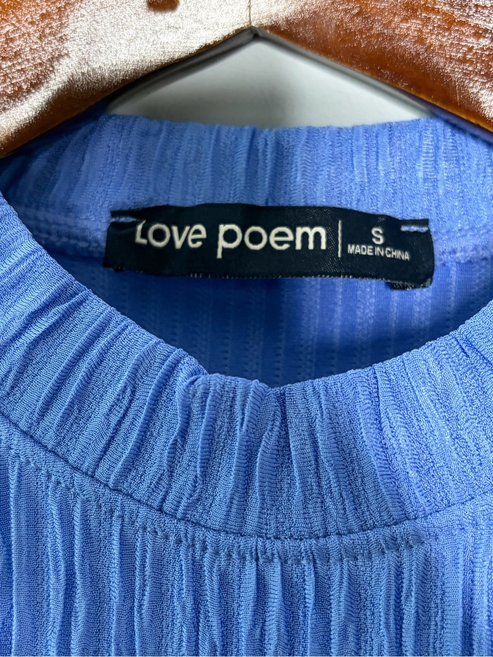 NWT Love Poem Plisse 2 Piece Set Sleeveless Crop Top Wide Leg Pants blue small - Picture 3 of 11